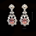 wholesale 925 Silver Gold-Plated Earrings with High-Carbon Diamonds and High-Quality Pink Diamonds for Party Events, Exquisite and Niche Versatile Jewelry for Women-0-1