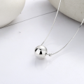 wholesale S925 Sterling Silver Minimalist Snake Chain with Round Ball Wish-Fulfilling Pendant, Ins Style Elegant Choker Necklace-0-1