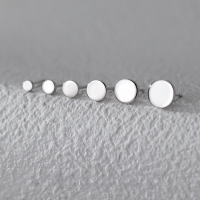 wholesale S925 Sterling Silver Round Stud Earrings, Minimalist and Compact Style for Men, Ideal for Healing Piercings, Model M03923-S925 silver pair black 3mm 925 silver