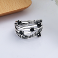wholesale S925 Sterling Silver Korean Dongdaemun Stylish Zircon Inlaid Irregular Twist Open Ring for Women-0-2
