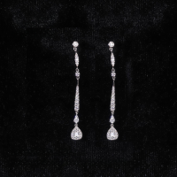 wholesale 9/10/14/18k Gold Minimalist High-Aesthetic Light Luxury Lab-Grown Diamond Studded Long Drop Earrings-9k gold cultured diamond long earrings