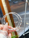 wholesale 9999 Pure Silver Full Star Solid Silver Bracelet for Women, Fashionable High-End Solid Bangle, Gift for Mom-0-7