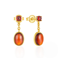 wholesale 925 Sterling Silver New Retro Ruby Earrings, Fashionable And Versatile With European French Minimalist Luxury-Gold 925 silver