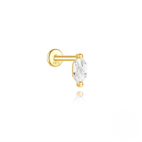 wholesale S925 Sterling Silver Geometric Marquise Cut Opal Threaded Flat Back Ear Bone Stud With Zircon Accent, Fast Selling On Aliexpress-Single gold #13