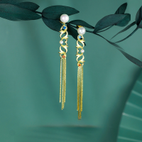 wholesale Metal Material: 925 Sterling Silver Autumn and Winter New Pearl Earrings, High-End Sense of Luxury, Niche Ins Long Tassel Ear Drop Wholesale-Natural Pearl Sterling Silver Earrings 925 Silver