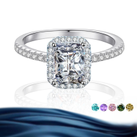 wholesale 180# S925 Sterling Silver Moissanite Ring, Rectangular Colored Moissanite Ring, Hot Selling Wholesale from Manufacturer-White 5*7mm>US 5.5