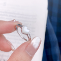 wholesale 925 Sterling Silver Shell Love Heart Ring for Women, Ins Forest Style Sweet and Sophisticated, Adjustable Heart-shaped Ring-0-3