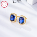 wholesale S925 Sterling Silver French Retro Vintage Luxury Square Zircon Earrings for Women, Small and Chic-0-2