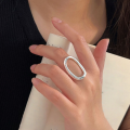 wholesale S925 Sterling Silver Geometric Ring for Women, Light Luxury with a Sense of High-End Exaggerated Line Wrapping Adjustable Open Finger Ring-0-1