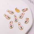 wholesale S925 silver gold-plated Melon Dumpling Kuromi Tulip Cloisonne Enamel Dangle Pendant Charm DIY Bracelet Necklace Accessories-0-2