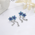 wholesale S925 Silver Retro Vintage Enamel Flower Tassel Trendy Design Earrings and Ear Clips-0-2