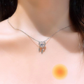 wholesale S925 Silver Maker's Dreamcatcher Necklace, Fashionable and Sweet, Unique Design, Versatile Collarbone Chain with a Moving Heart-0-3