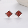 wholesale S925 Sterling Silver Women's South Red Agate Ear Studs Retro Trendy Spring Summer New Earrings for Healing Ear Piercings-0-0