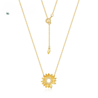 wholesale S925 sterling silver gold-plated Buccellati-style filigree sunflower necklace, niche design, women's wholesale-10K gold + swimming paint  925 silver