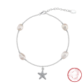 wholesale S925 Silver Star Pearl Ankle Bracelet for Women, Beach Foot Jewelry Wholesale-0-4