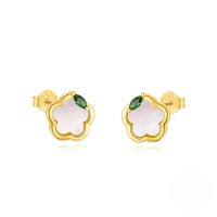 wholesale S925 Sterling Silver Acrylic Hollow-out Petal Flower Earrings With Pearl, Korean Style Inlaid Crystals, Exquisite And Unique Design-Gold#1 925 Silver