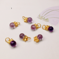 wholesale S925 Gold-Plated Silver Natural Amethyst Cube Teardrop Accessory Bead Strand for DIY Handcrafted Necklace Bracelet Semi-Finished-0-4