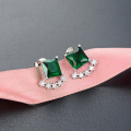 wholesale S925 Sterling Silver European and American Cross-Border Vintage Crystal Rhinestone Square Stud Earrings for Women-0-0