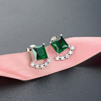 wholesale S925 Sterling Silver European and American Cross-Border Vintage Crystal Rhinestone Square Stud Earrings for Women-Stud Earrings with Plastic Earplugs 925 Silver