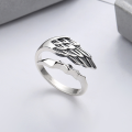 wholesale S925 Sterling Silver Personalized Creative Angel and Devil Couple Rings, Hip-Hop Punk Style Unisex Rings-0-3