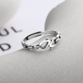 wholesale S925 Sterling Silver Retro Individual Chain Link Connected Ring Creative Fashion Minimalist Style Open Adjustable Ring-0-1