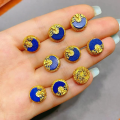 wholesale S925 silver gold-plated natural lapis lazuli accessories, gourd spacer beads bracelet DIY semi-finished products-0-15