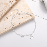 wholesale S925 Silver Minimalist Luxury Advanced Four-Leaf Clover Korean Japanese Style Trendy Matching Bracelet for Women-YS315M/approx. 2g>925 silver