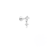 wholesale 925 Sterling Silver Star Teardrop Crystal Flat Threaded Ear Cartilage Stud-Single platinum #2