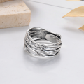 wholesale S925 silver European and American cross-border niche retro multi-layer wrap punk heavy metal design open ring-0-4