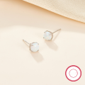 wholesale 925 Silver Cross-Border Hot-Sell Women's Stud Earrings with Four-Prong Setting, Round Opal Australian Opal, Fashion Minimalist High-End Sense Jewelry-0-1