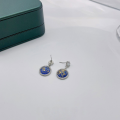 wholesale S925 Sterling Silver Vintage Court Round Earrings with Advanced Colored Gemstones and Gold Platinum Fragments, Luxury Ear Accessories-0-3
