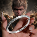 wholesale 9999 Pure Silver Cuff Bracelet with the Popular Black Myth Wukong's Tight Hoop Spell, Ancient Craftsmanship, Great Sage Equalling Heaven's Golden-Hooped Rod Jewelry-0-0