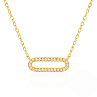 wholesale 925 Sterling Silver New Square Dense Nail-set Zircon Light Luxury Choker Necklace, Fast Selling Ins Minimalist Style-Gold 925 silver