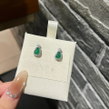 wholesale S925 Sterling Silver Gourd Yang Green Jadeite Ear Studs Inlaid with Jade Full Green Earrings New Chinese Style Light Luxury High-End Ear Accessories-0-5