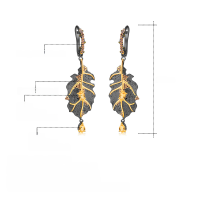 wholesale 925 Silver Italian Craft Jewelry Designer Earrings, Georgian Style Natural Gemstone Ear Drops-Natural citrine earrings