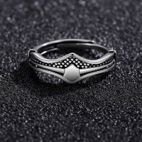 wholesale Antique Silver 925 Cross-Border Vintage Ring, European and American Retro Style, Versatile and Chic, Distressed Silver Ring-xb1176-Self-warning ring (Thai silver)