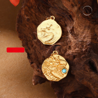 wholesale Sterling silver gold-plated inlaid with natural raw turquoise dragon and phoenix pendant bracelet necklace accessory DIY handmade jewelry-Ni brand