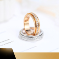 wholesale 18K Gold Inlaid with Natural Diamond Couple's Rotatable Ring Full Diamond Band Engagement and Wedding Ring for Men and Women-0-0