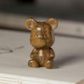 wholesale Metal Material Natural Sandalwood Carved Bear Violent Bear Old Mountain Sandalwood Green Sandalwood Wood Handmade DIY Bag Charm Car Hanging Ornament-0-6