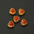 wholesale S925 sterling silver plated with 24K gold, set with southern red agate, turquoise, and jasper heart-shaped luck-changing beads, antique silver matching beads for DIY bracelet accessories-0-5