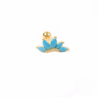 wholesale S925 Sterling Silver。-Gold-Single-Turquoise