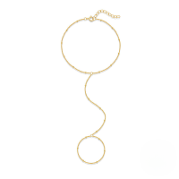 wholesale S925 Sterling Silver Minimalist Small Gold Bead Toe Chain, Korean Style, Niche Design, Instagram Personality Foot Jewelry-Gold 925 silver