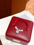 wholesale Fine Silver New Year's Auspicious Zodiac Snake Bracelet, Handwoven Red String Anklet for Women in Their Birth Year-0-15