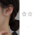 wholesale S925 Sterling Silver Korean-style Minimalist Elegant Twisted Pentagram Hollow Light Bead Spiral Ear Accessories M01314-0-0