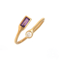 wholesale S925 Sterling Silver Zircon Women's Ring, Open Adjustable French Style, Hot Sale In Europe And America, Ins Personality Ring-Gold-Purple Diamond Adjustable opening