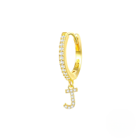 wholesale S925 Sterling Silver Single 26-letter Alphabet Ear Hoop,ins-Golden J