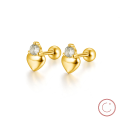 wholesale 925 Sterling Silver Minimalist Zircon Heart Stud Earrings, Wholesale New Simple Ins Ear Studs-0-0