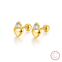 wholesale 925 Sterling Silver Minimalist Zircon Heart Stud Earrings, Wholesale New Simple Ins Ear Studs-Silver 925 silver