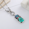 wholesale S990 pure silver retro ethnic-style single-sided epoxy resin pendant with lotus leaf and lotus hollow filigree exquisite design-0-2