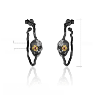 wholesale 925 Silver Designer Gothic Dark Retro Style Skull Ear Stud Halloween Accessory Gemstone Inlaid Earrings-Glass-filled ruby earrings